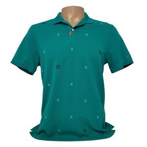 Nike Dri-Fit Mens Size MEDIUM Polo Shirt Charms Pique Golf Green Embroidered Tee